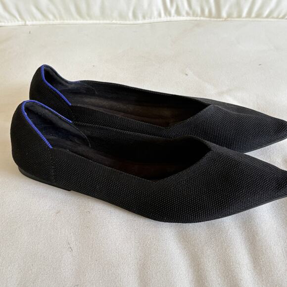 Amazon Knit Sustainable Flats 12.5 13 43 Black Academia Office Point Toe Comfort - Picture 3 of 4